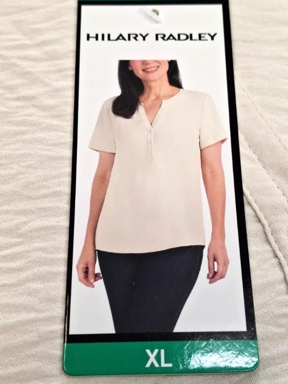 NWT HILARY RADLEY Women's Summer V-neck Blouse XL Cream - Picture 15 of 16